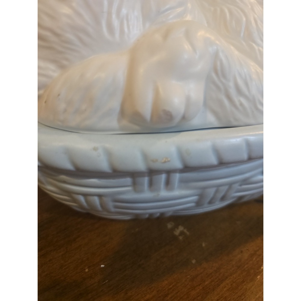 Vintage House of Lloyd 2 Piece Ceramic Cat/Kitten On Basket 1989 Cookie Candy - Picture 9 of 11